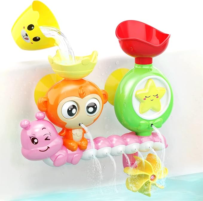 Toddler Bath Toy – Monkey & Caterpillar, Suction Cup Water Toy for Ages 1–3