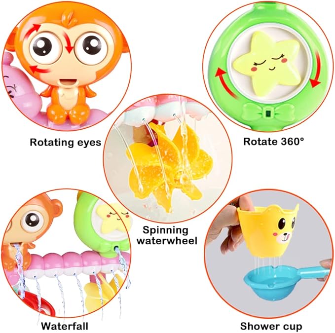 Toddler Bath Toy – Monkey & Caterpillar, Suction Cup Water Toy for Ages 1–3 - Image 2