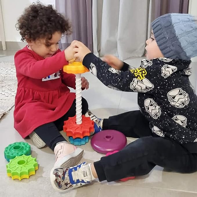 Rainbow Spinning Stacking Toy – Durable ABS, Fun Brain Development Toy for Kids - Image 3