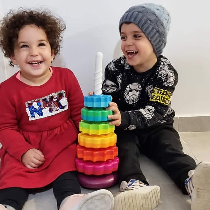 Rainbow Spinning Stacking Toy – Durable ABS, Fun Brain Development Toy for Kids - Image 2