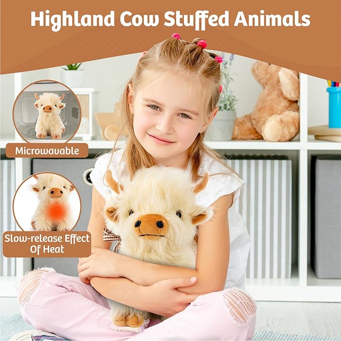 Microwavable Highland Cow Plush – Weighted Heating Pad Toy, Cozy Gift for Kids, Women & Adults - Image 3