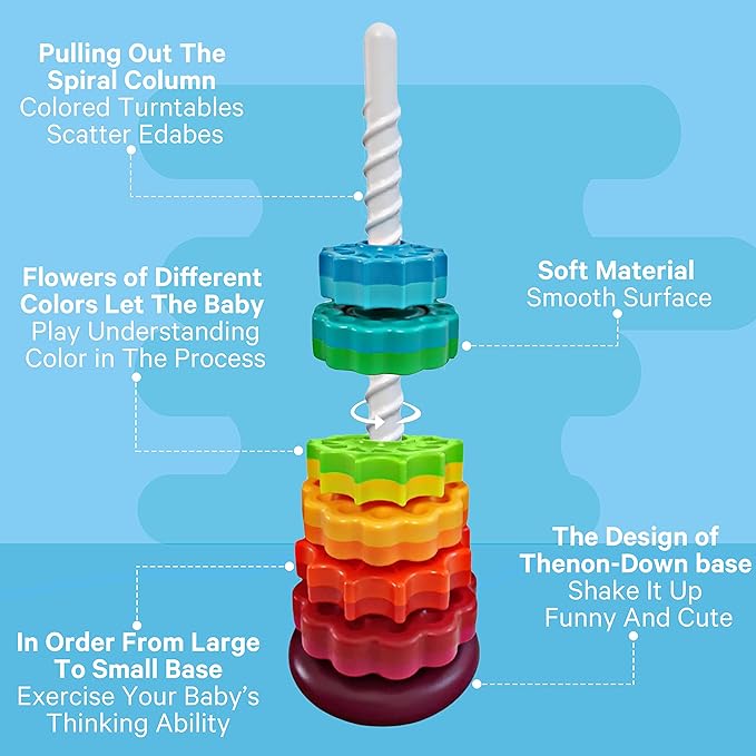 Rainbow Spinning Stacking Toy – Durable ABS, Fun Brain Development Toy for Kids